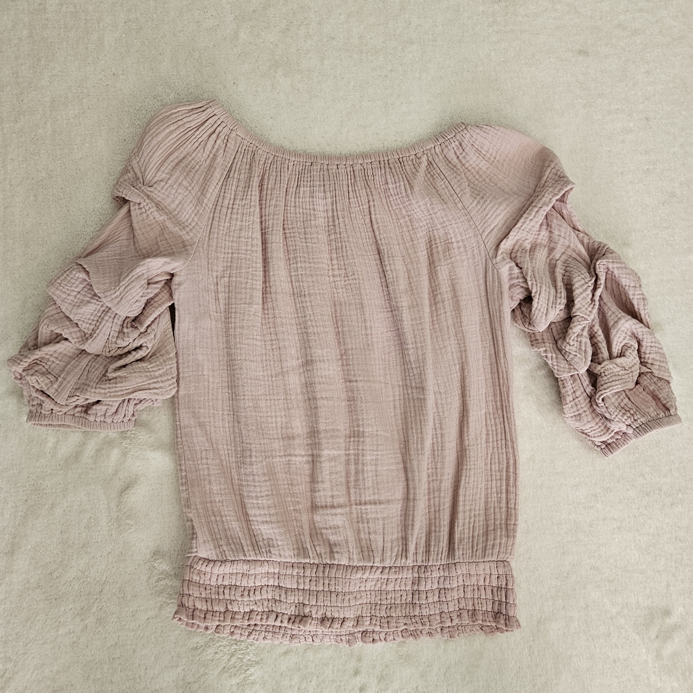Pink Ruffle Top Coco Bianco Size S Feminine Bohemian Cottagecore Pastel Coquette - Picture 8 of 8